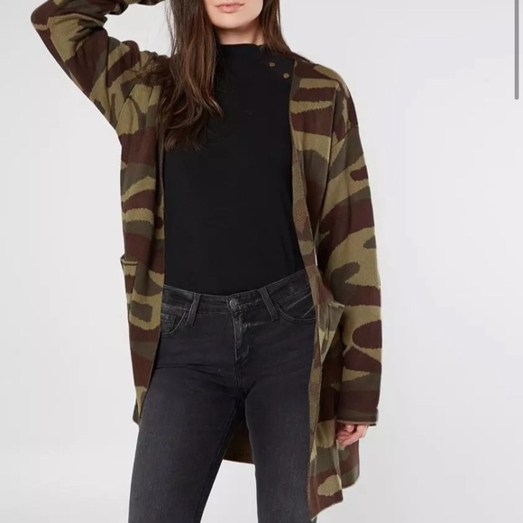 Miss Me Sweaters - Miss Me Camo Oversized Cardigan Duster Long Line